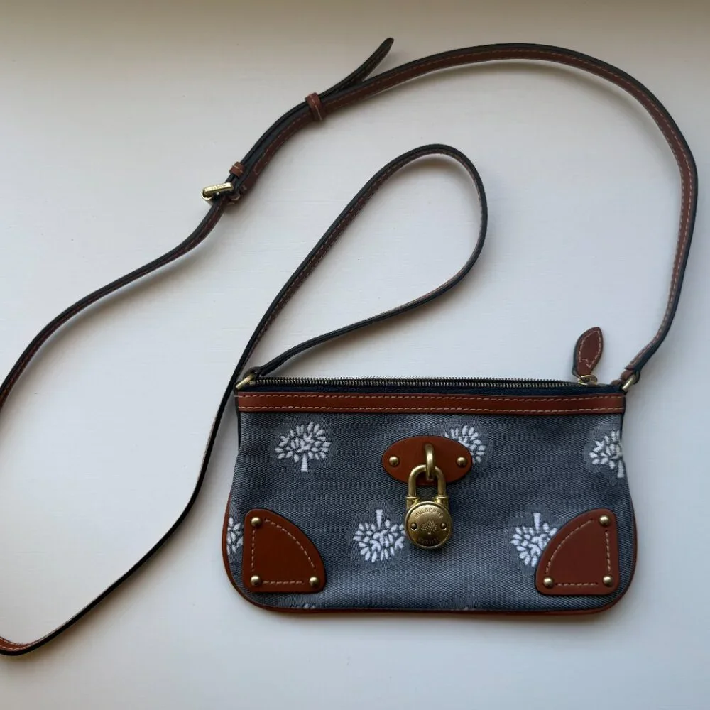 Mulberry Tamara Mini Messenger Bag with White Tree Canvas & Patent Brown Leather - Picture 3 of 7
